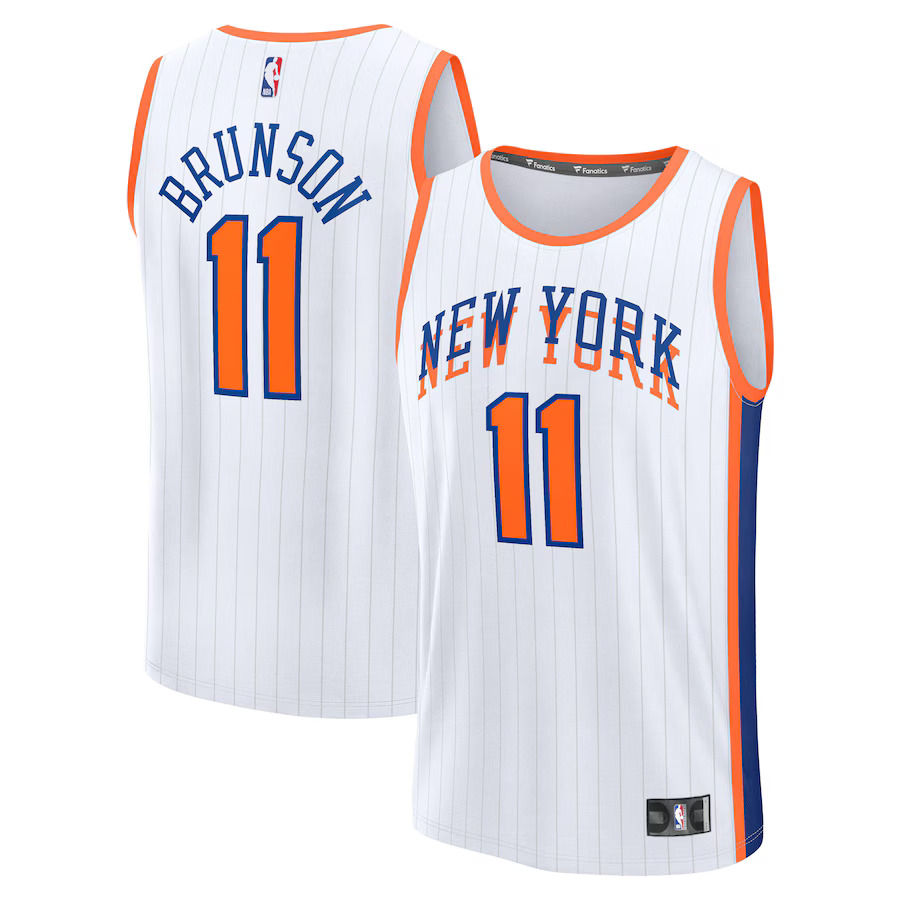Men New York Knicks #11 Jalen Brunson Fanatics White City Edition 2024-25 Fast Break Player NBA Jersey->new york knicks->NBA Jersey
